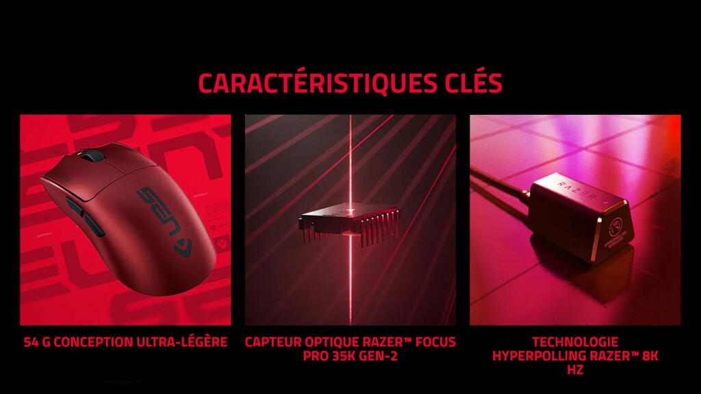 La souris RAZER Viper V3 Pro s'habille en rouge pour une collaboration avec l'équipe d'eSports Sentinels 3 RAZER Viper V3 Pro Sentinels 1