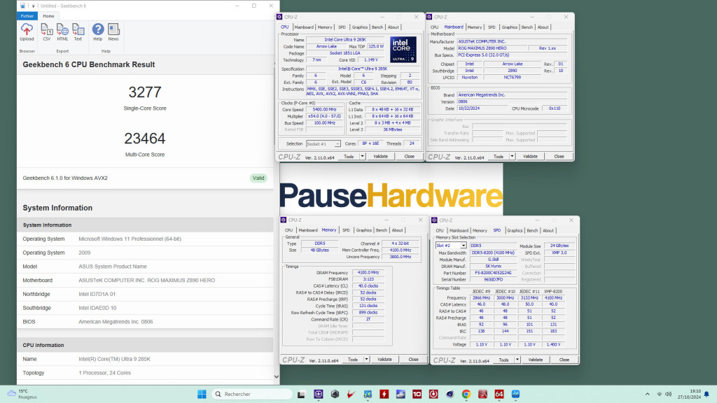 Test Asus Rog Maximus Z890 Hero geekbench 6
