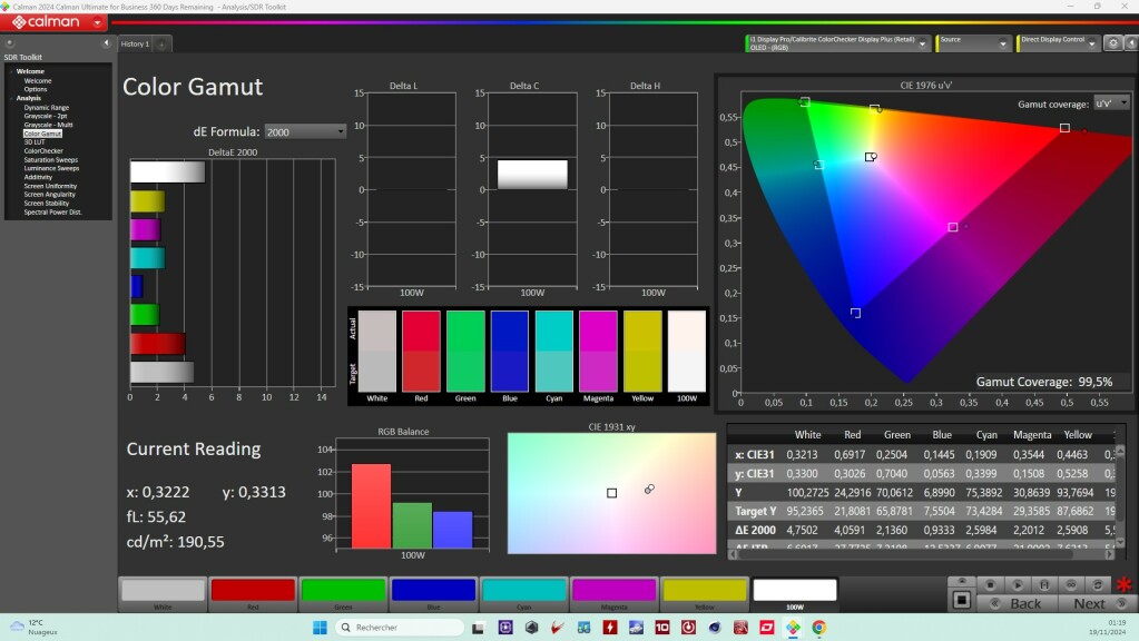 XENEON 34WQHD240 C QD OLED Gamut Coverage DCI P3