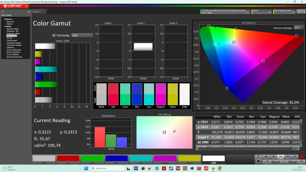 XENEON 34WQHD240 C QD OLED Gamut Coverage Rec.2020