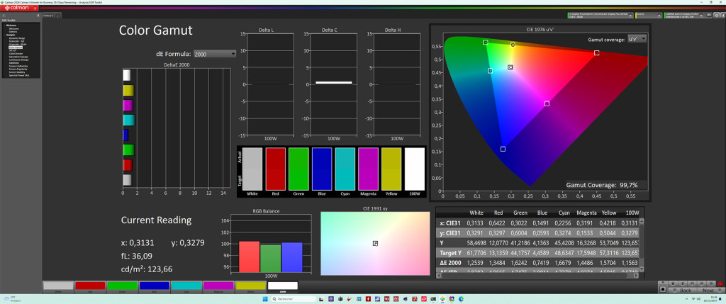 XENEON 34WQHD240 C QD OLED post calibration gamut srgb