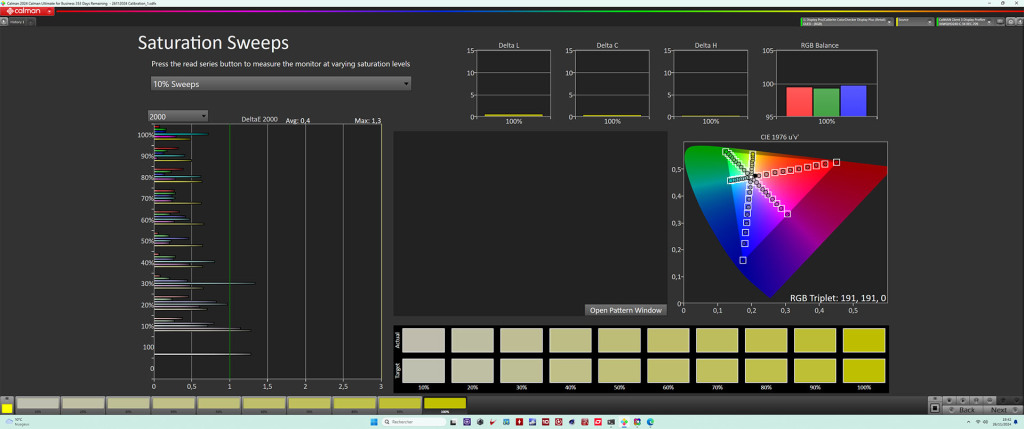 XENEON 34WQHD240 C QD OLED post calibration saturation