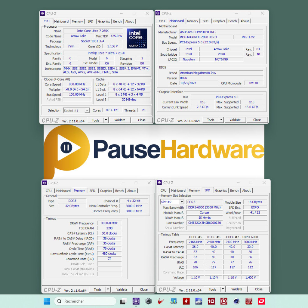 core ultra 7 265k cpu z
