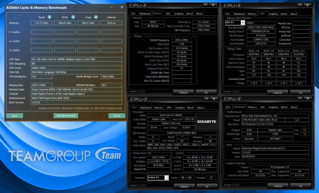 CAMM2 DDR5 : TEAMGROUP lance une mémoire haute performance 3 teamgroup camm2 DDR5 Test Z790 14900K 01