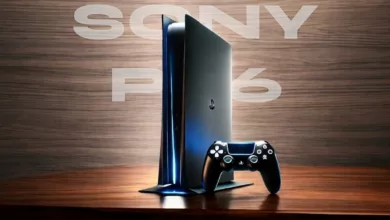 A conceptual image of the PlayStation 6 PS6 by Sony, showcased in a sleek and futuristic design in a landscape orientation