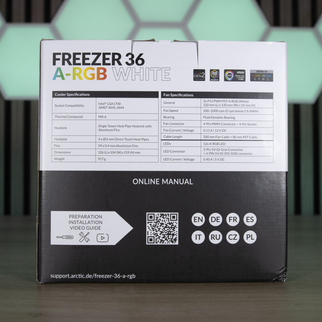 ARCTIC Freezer 36 A RGB emballage face arrière