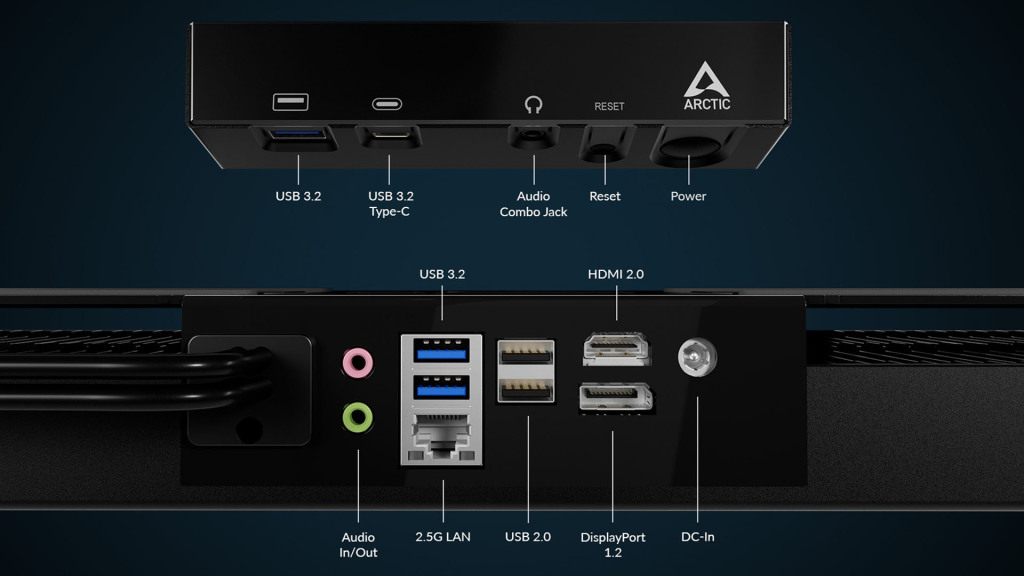 ARCTIC lance Senza, un PC à installer sous son bureau avec refroidissement passif 5 ARCTIC Senza ports ES