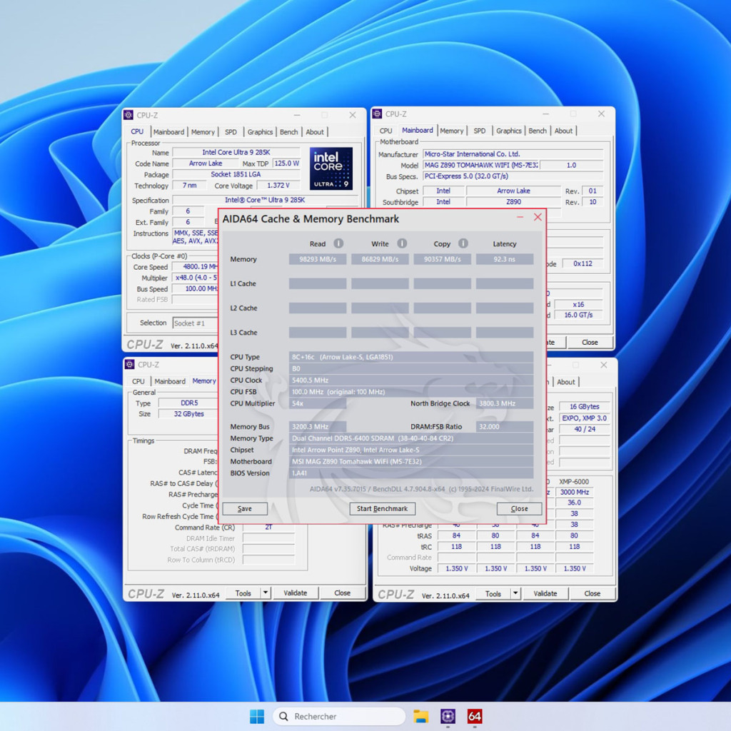 DDR5 Crucial Pro OC 32 GO 6400MHz aida64