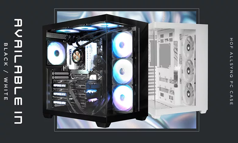 GALAX HOF ALLSYNQ : un boîtier moyen tour ATX type aquarium compatible cartes mères à connecteurs arrière 1 GALAX HOF ALLSYNQ deux couleurs