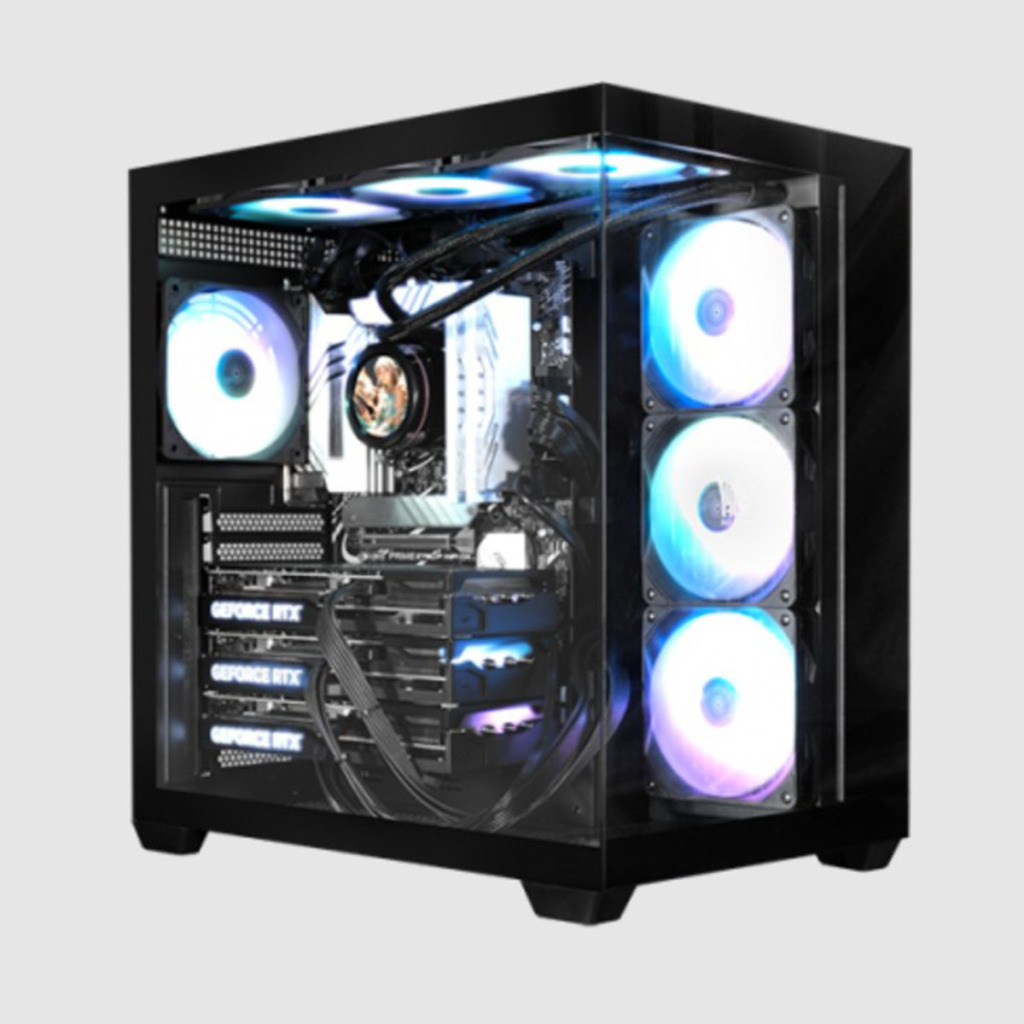 GALAX HOF ALLSYNQ : un boîtier moyen tour ATX type aquarium compatible cartes mères à connecteurs arrière 3 GALAX HOF ALLSYNQ face