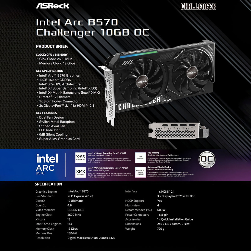 Intel Arc B570 : les spécifications révélées par ASRock 2 INTEL ARC B570 SPECS