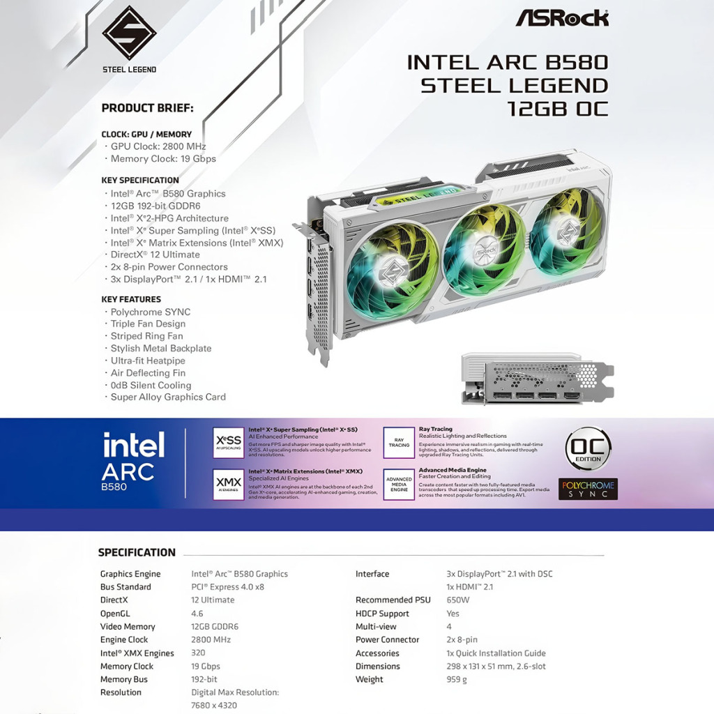 Intel Arc B570 : les spécifications révélées par ASRock 3 INTEL ARC B580 SPECS 01