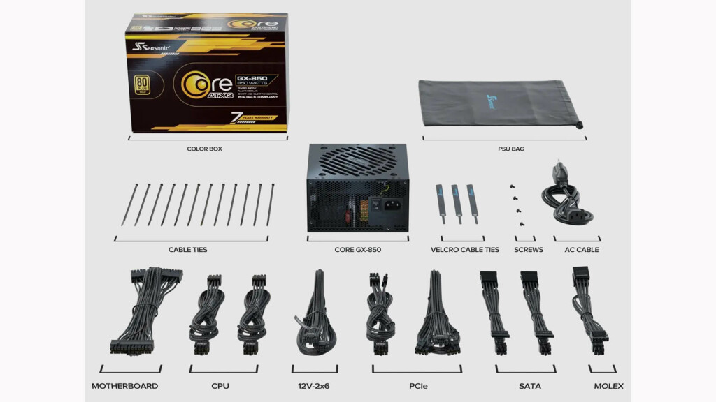 Seasonic CORE GX ATX 3 : des alimentations à jour avec ATX 3.1 et PCIe Gen 5.1 6 Seasonic CORE GX ATX 3 noir bundle