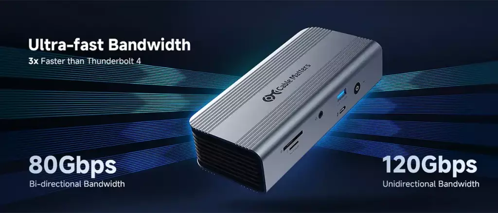 Cable Matters Thunderbolt 5 11 en 1, une station d'accueil jusqu'à 120 Gb/s 3 cable matters dock thunderbolt 5 ultra fast bandwidth