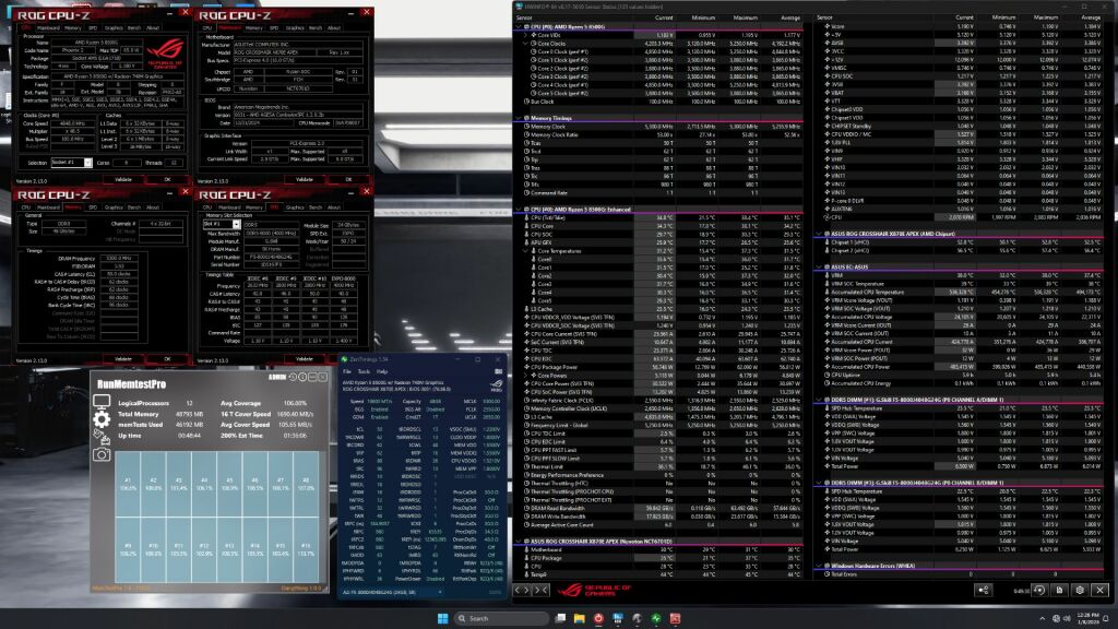 DDR5-10600 : G.SKILL et l’ASUS ROG Crosshair X870E Apex propulsent AMD vers de nouveaux sommets 2 02 gskill ddr5 10600 24gbx2 memtest 0108