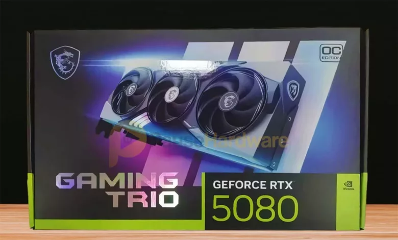 Nvidia GeForce RTX 5080 : une fuite révèle les spécifications clés de la carte 1 MSI Gaming Trio Nvidia GeForce RTX 5080 retail packaging leaked