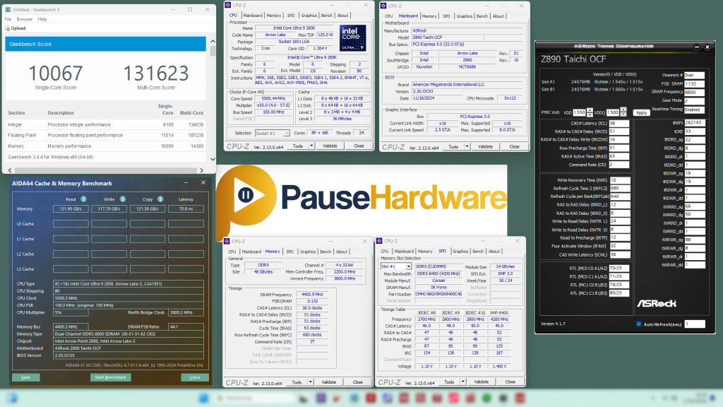 VENGEANCE RGB DDR5 CUDIMM 8400 mhz test oc 8800