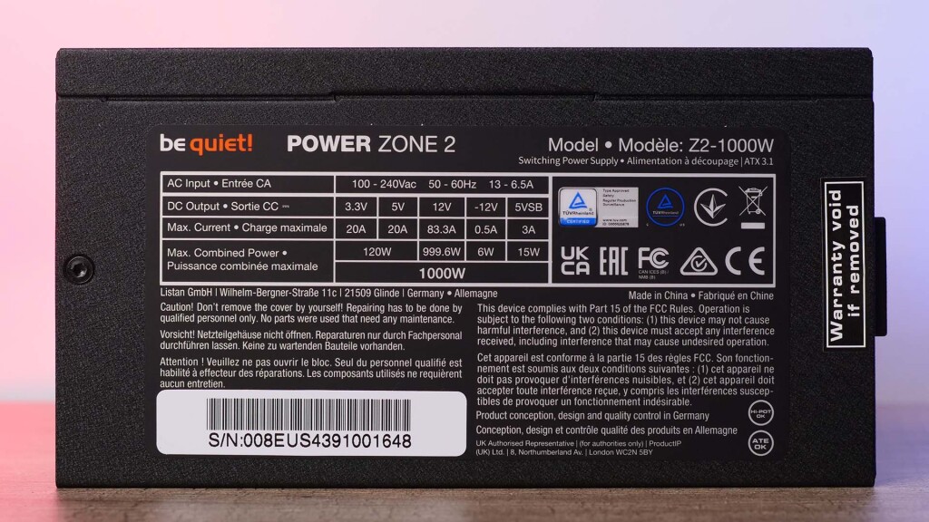 bequiet power zone 2 specs side