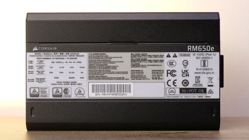 corsair rm650e specs