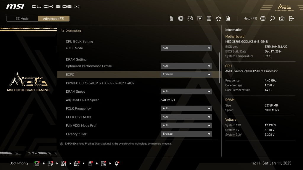 gskill Trident Z5 Royal Neo 6400 cl30 bios expo