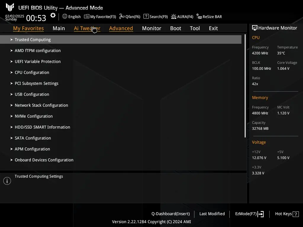 Bios tuf gaming b850 plus 13