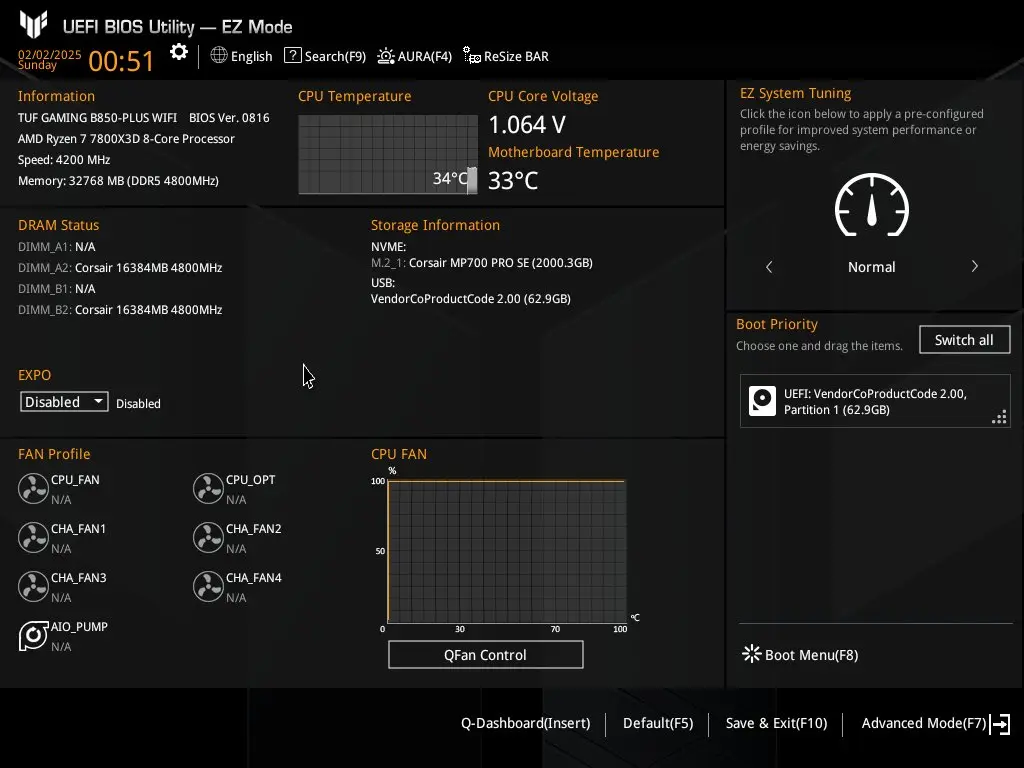 Bios tuf gaming b850 plus 2