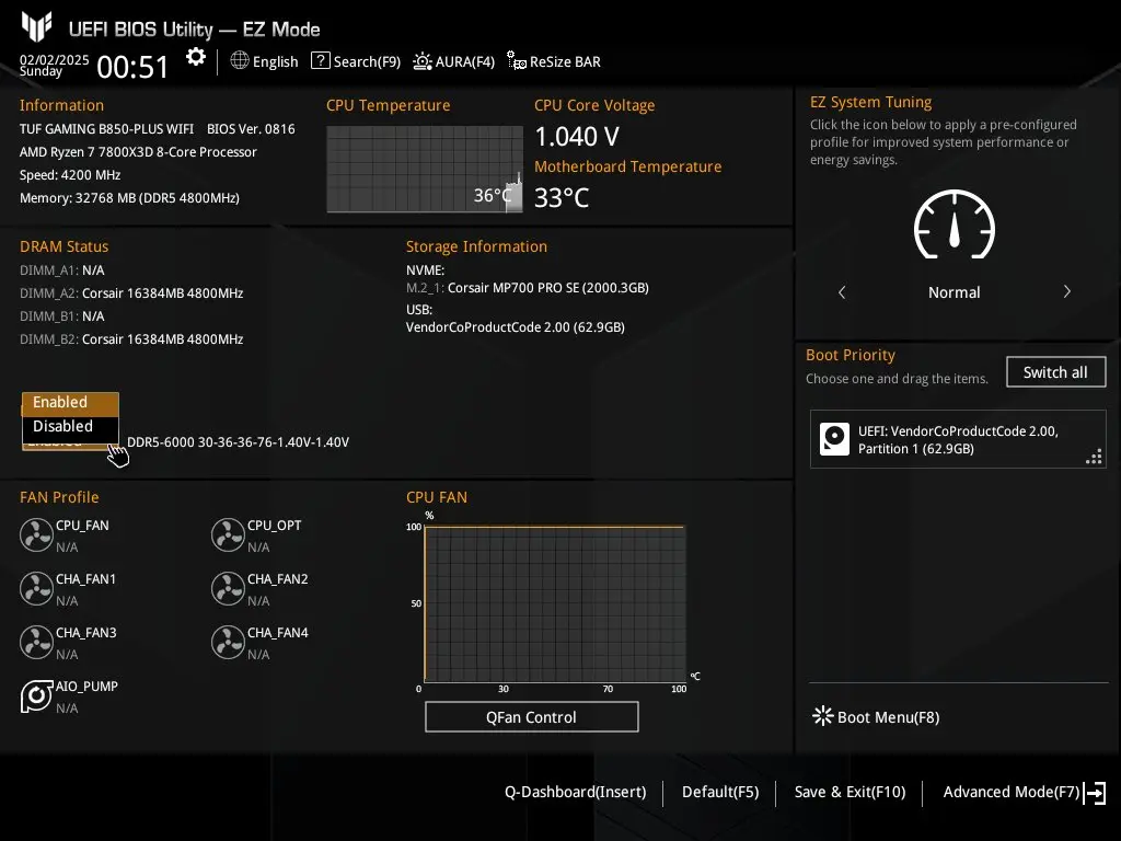 Bios tuf gaming b850 plus 4
