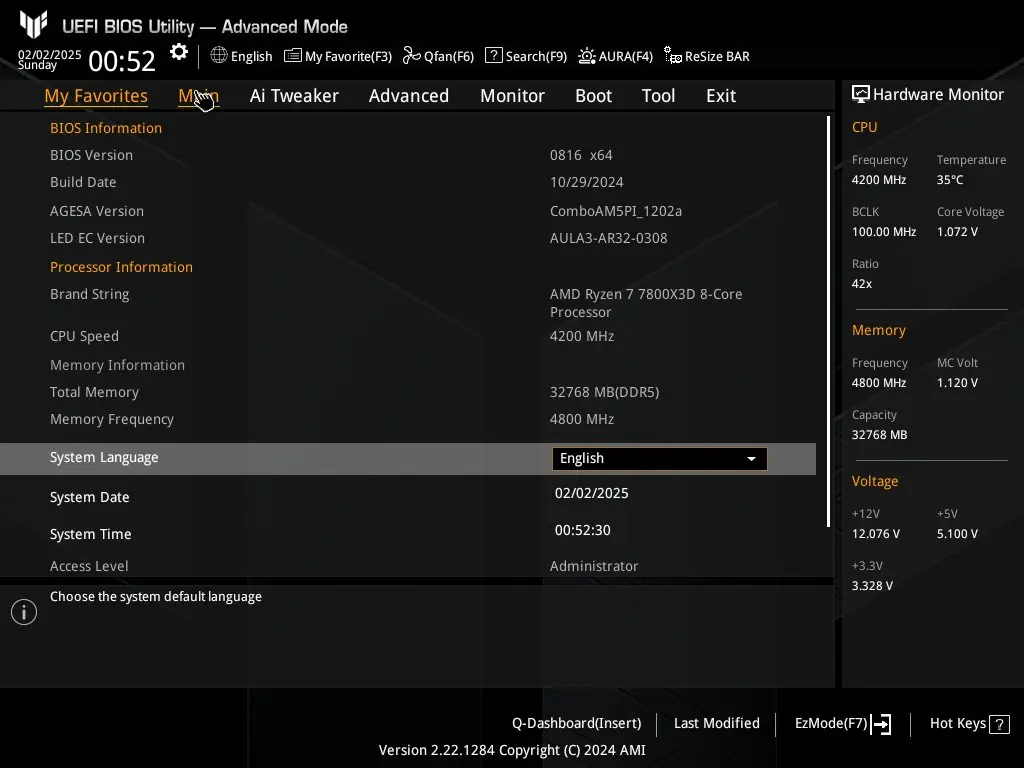 Bios tuf gaming b850 plus 6