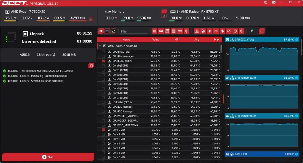 ENDORFY Arx 700 ARGB test CPU