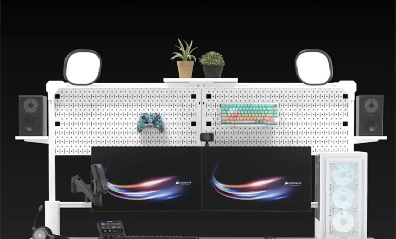 CORSAIR Multi Frame Pegboard, module de rangement et d'organisation 1 corsair multi frame pegboard white configuration