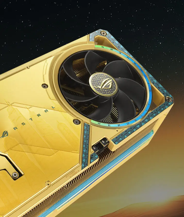 ASUS dévoile la ROG Astral GeForce RTX 5090 Dhahab Édition "Gold" : Une carte graphique aux allures luxueuses 2 fan design