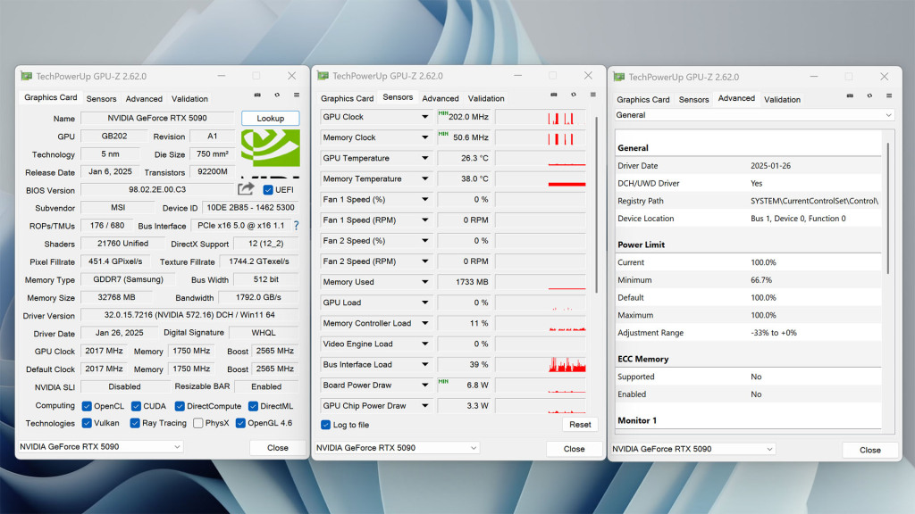 msi geforce rtx 5090 32g suprim liquid soc gpu z bios gaming