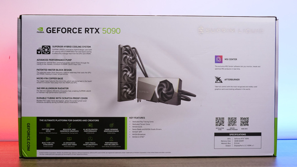 msi geforce rtx 5090 32g suprim liquid soc unboxing 02