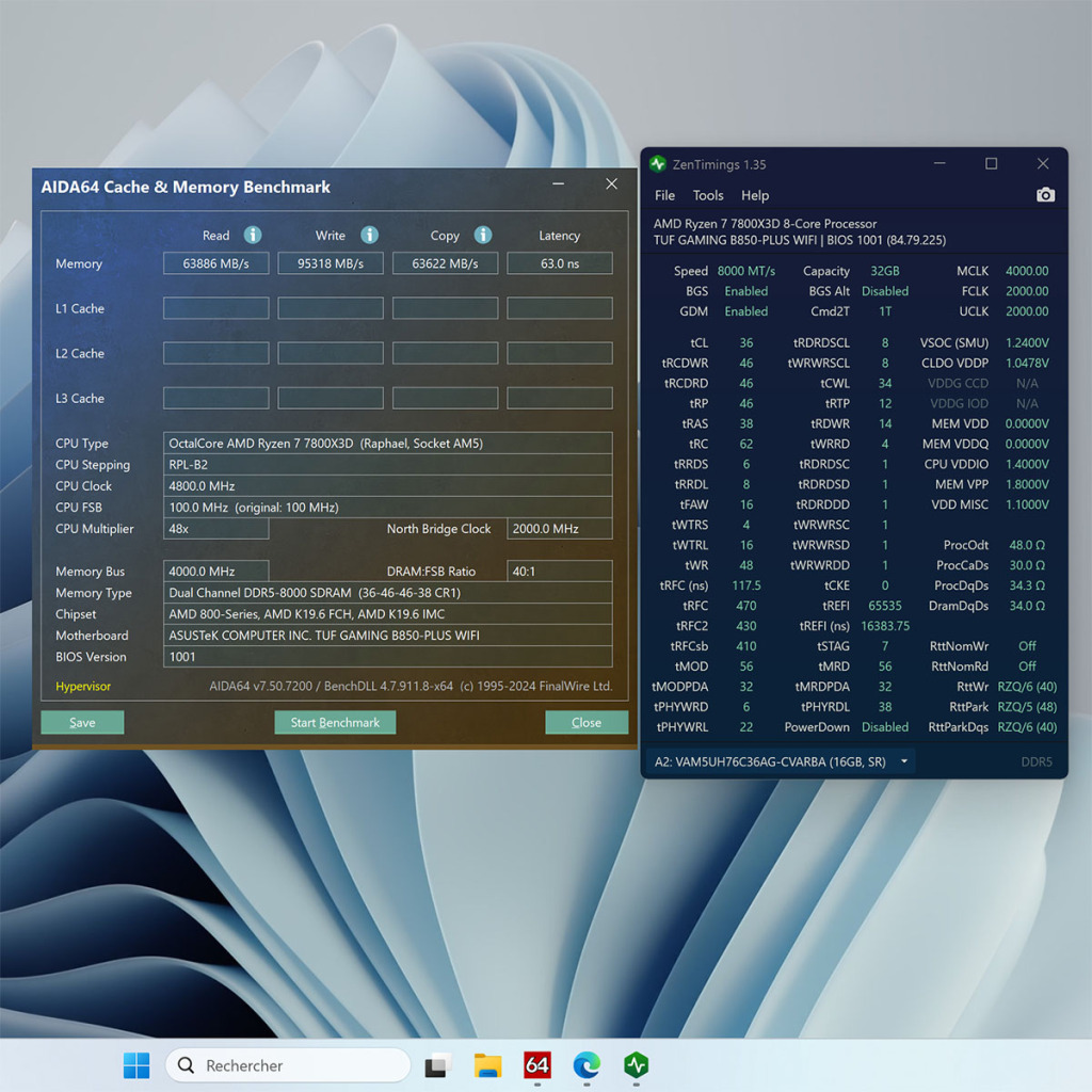test asus tuf gaming b850 plus wifi ddr5 8000