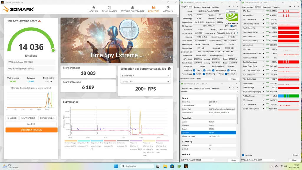 tuf gaming rtx 5080 oc overcloking