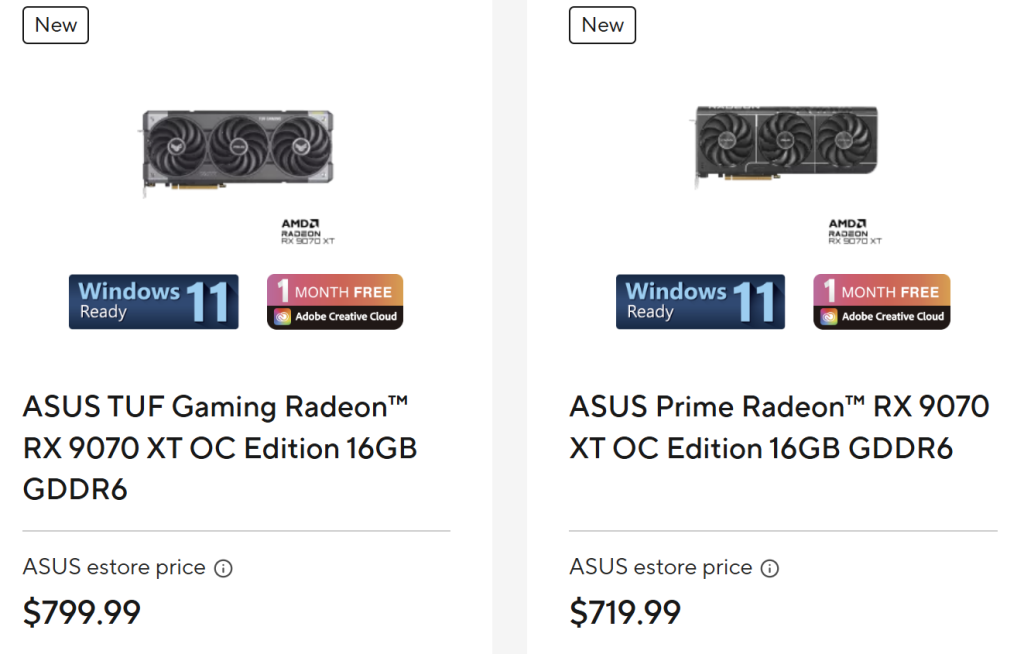 ASUS augmente encore les prix des cartes RTX 5090 et RX 9070 XT 3 ASUS PRICE rx 9070 xt