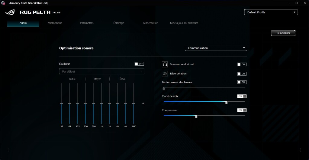 ASUS ROG PELTA logiciel Audio