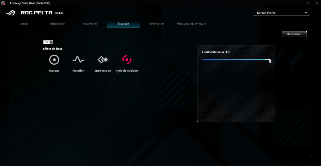 ASUS ROG PELTA logiciel éclairage