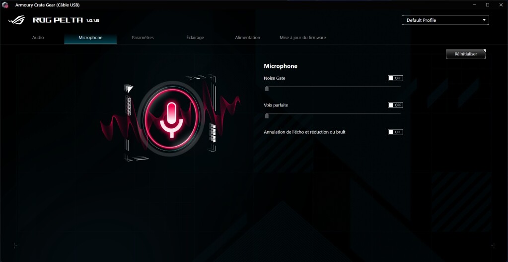 ASUS ROG PELTA logiciel micro