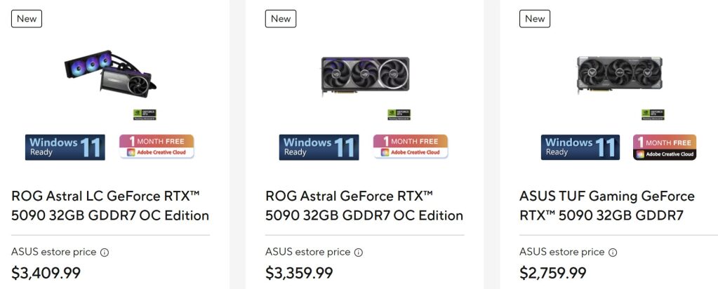 ASUS augmente encore les prix des cartes RTX 5090 et RX 9070 XT 2 ASUS RTX 5090 Price