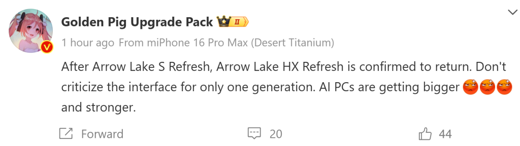 Intel Arrow Lake Refresh : Intel revient avec une mise à jour pour ses processeurs de bureau 2 Arrow Lake Refresh golden pig source