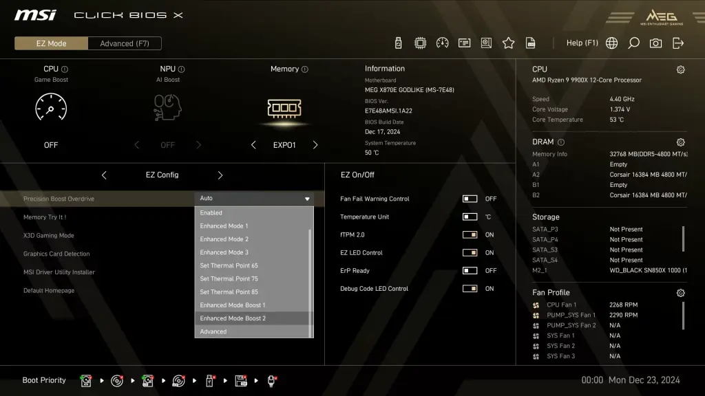 Comment Optimiser les Performances Gaming du Ryzen 9 9950X3D avec MSI 8 MSI Bios Memory Try it