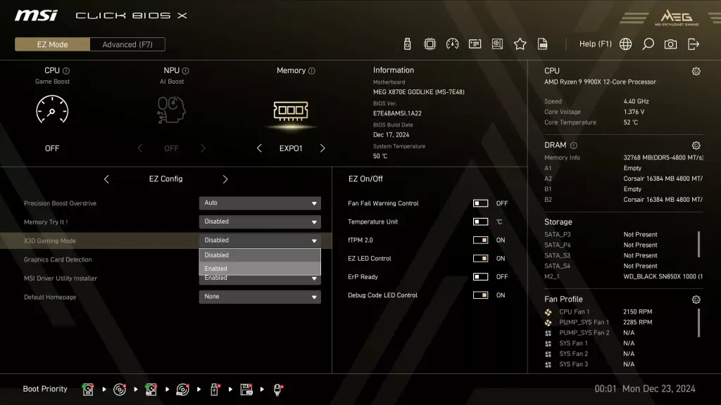 Comment Optimiser les Performances Gaming du Ryzen 9 9950X3D avec MSI 10 MSI Bios x3d mode