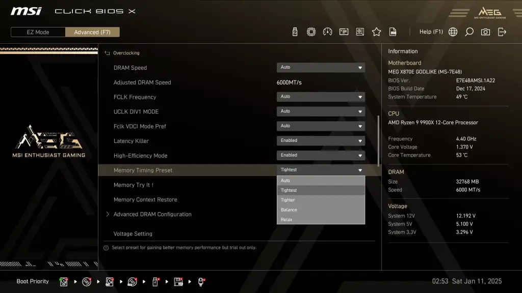 Comment Optimiser les Performances Gaming du Ryzen 9 9950X3D avec MSI 9 MSI Overclocking Memory Mode 9950x3d