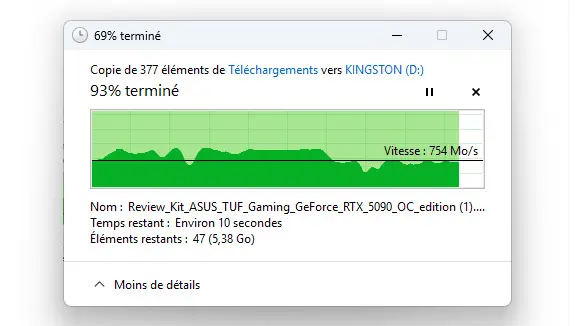 Test Kingston XS2000 : Un SSD portable toujours aussi rapide en 2025 18 kingston xs2000 1tb test copie pc vers ssd 03