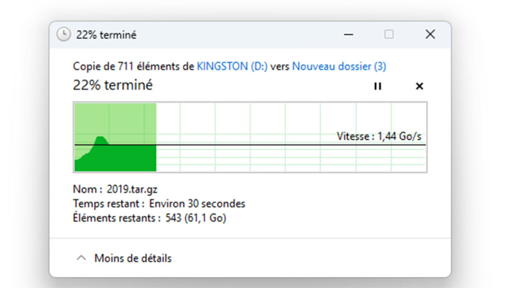 Test Kingston XS2000 : Un SSD portable toujours aussi rapide en 2025 19 kingston xs2000 1tb test copie ssd vers pc