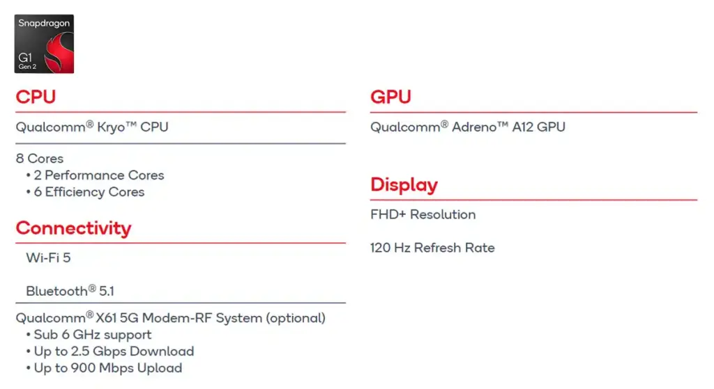 Qualcomm Snapdragon série G, trois nouvelles plateformes mobiles pour le jeu 5 qualcomm snapdragon g1 gen 2