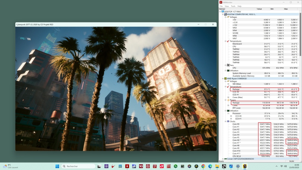 ryzen 9900x3d conso cp77