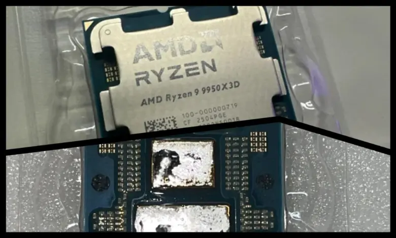 Modding extrême : un passionné réussit le delid du Ryzen 9 9950X3D avec des outils de fortune 1 ryzen 9950x3d delid test