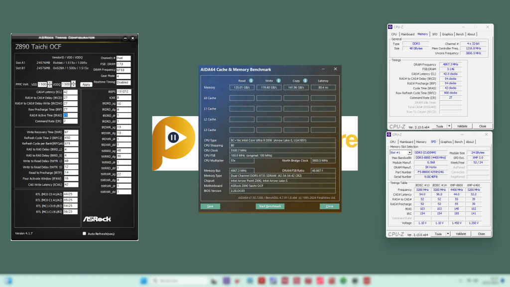 test G.Skill Trident Z5 CK Cudimm 8800 MHz OC 9733 mhz aida 64
